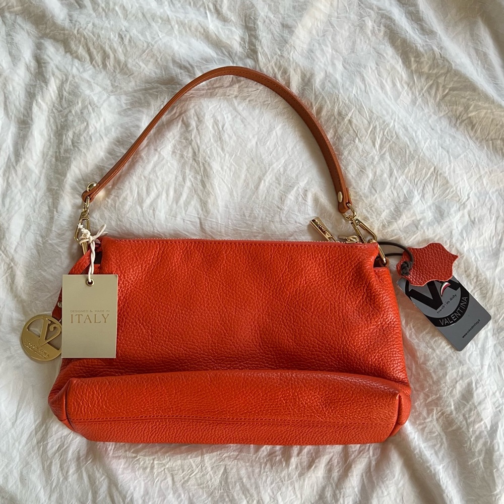 Valentina 1993 Orange Leather Shoulder Bag - Picture 1 of 11